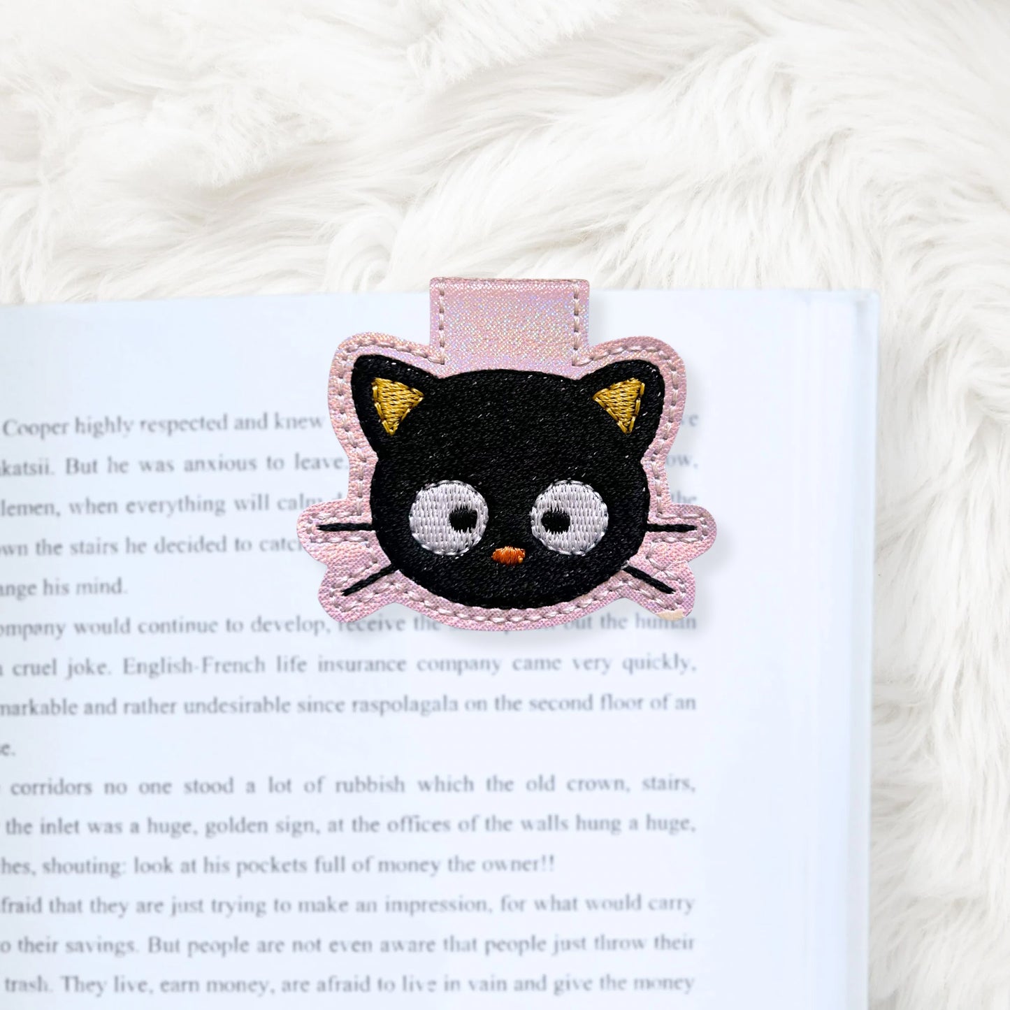 ITH 4x4 Black Cat Foldover Magnetic Bookmark