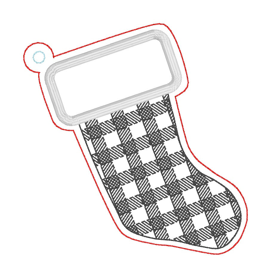 ITH 4x4 Buffalo Plaid Appliquè Stocking Ornament