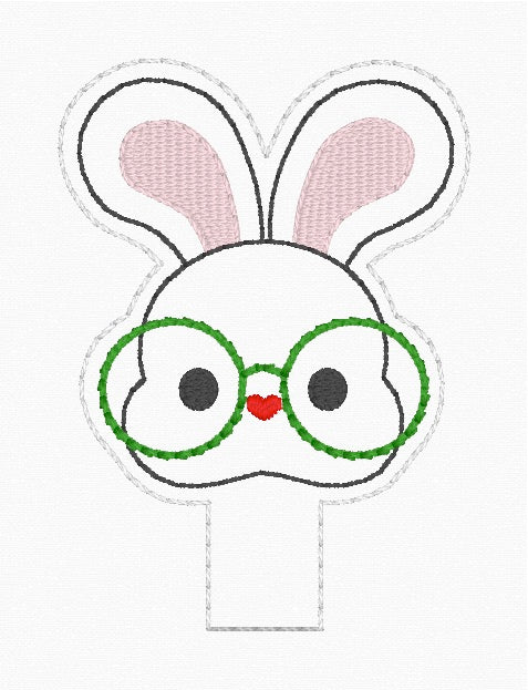 ITH 4x4 Bunny Glasses Pencil Topper