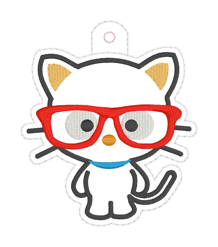 ITH 4x4, 5x7 Kitty Friend Glasses Snaptab/Eyelet