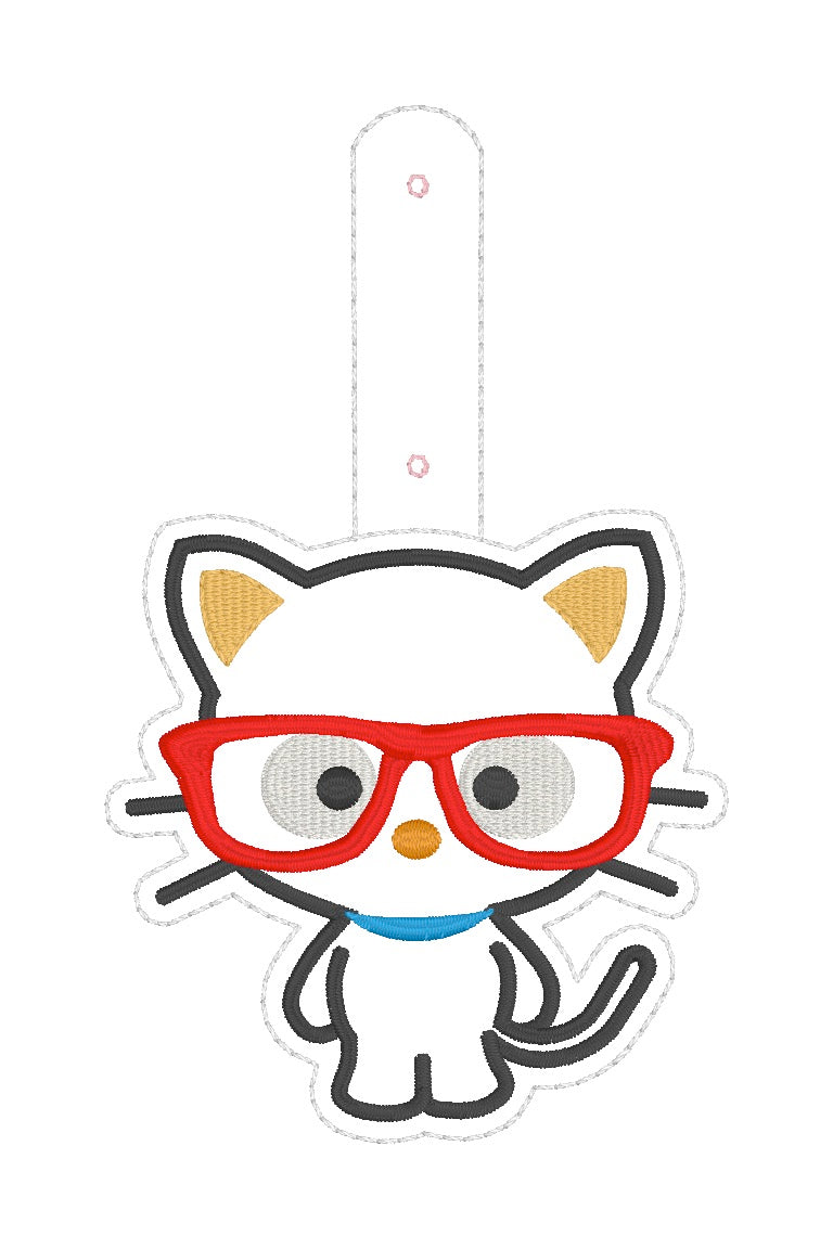 ITH 4x4, 5x7 Kitty Friend Glasses Snaptab/Eyelet