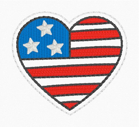 ITH 4x4 Heart Flag Feltie