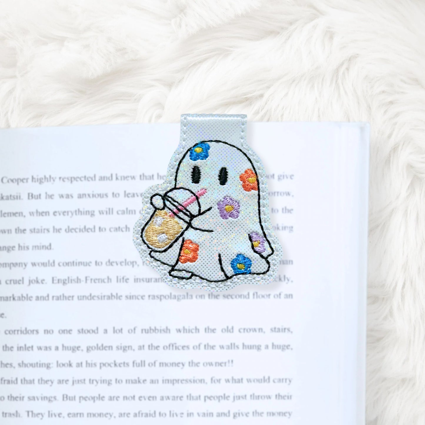 ITH 4x4 Floral Ghost Foldover Magnetic Bookmark