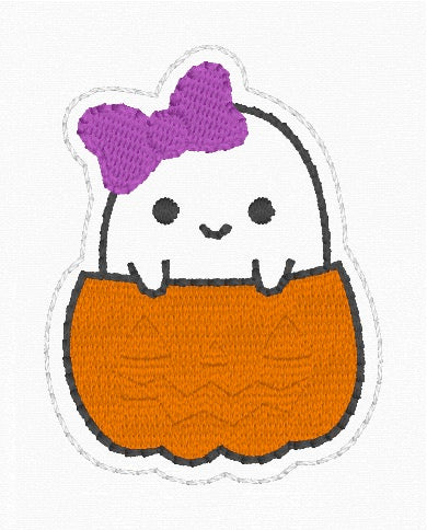 ITH 4x4 Ghost in Pumpkin Feltie