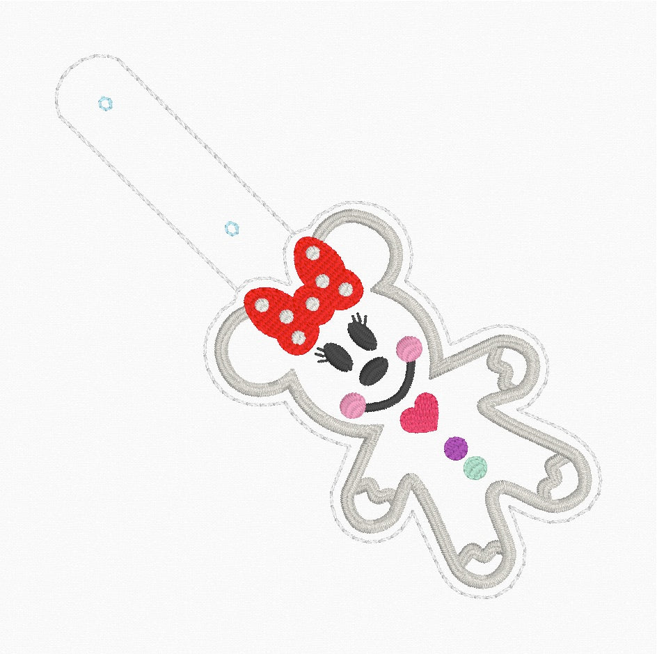 ITH 4x4 Ms Mouse Gingerbread Snaptab/Eyelet