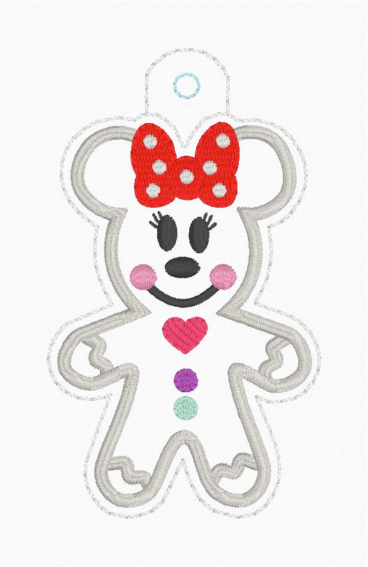 ITH 4x4 Ms Mouse Gingerbread Snaptab/Eyelet