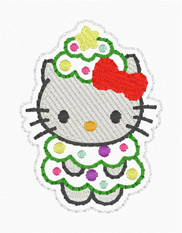 ITH 4x4 Kitty Christmas Tree Feltie