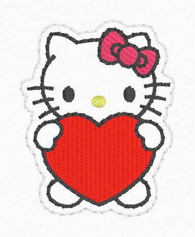 ITH 4x4 Kitty Red Heart Feltie