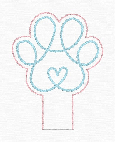 ITH 4x4 Heart Paw Pencil Topper