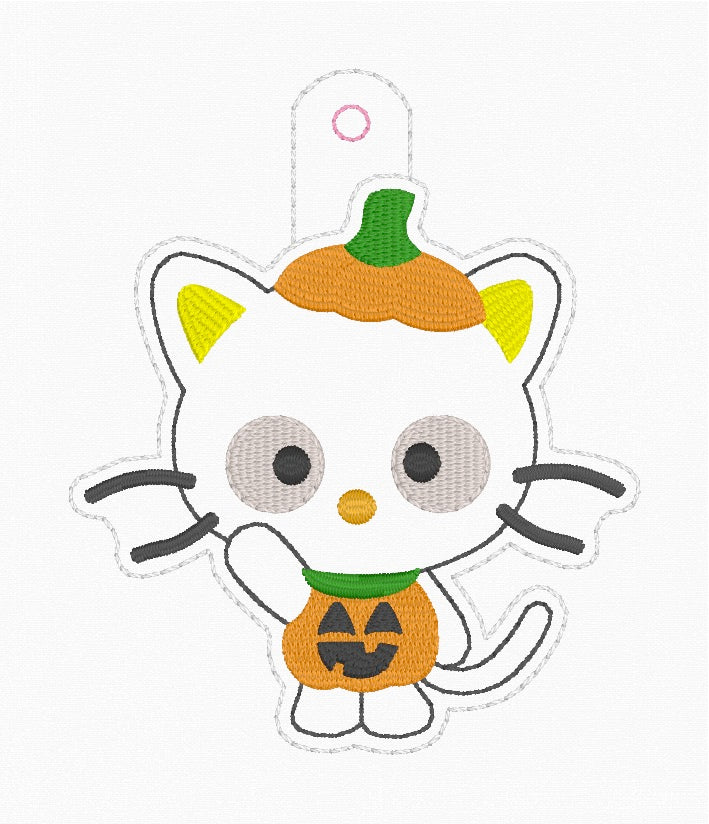 ITH 4x4, 5x7 Kitty Friend Pumpkin Snaptab/Eyelet