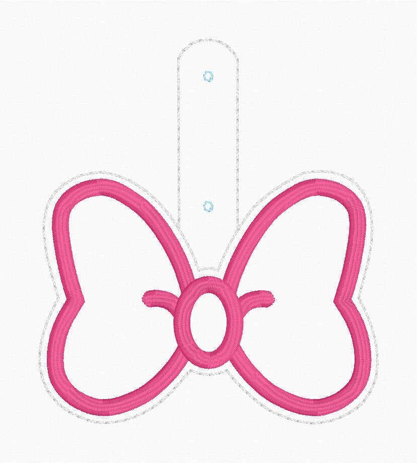 ITH 4x4 Appliqué Mouse Bow Snaptab/Eyelet