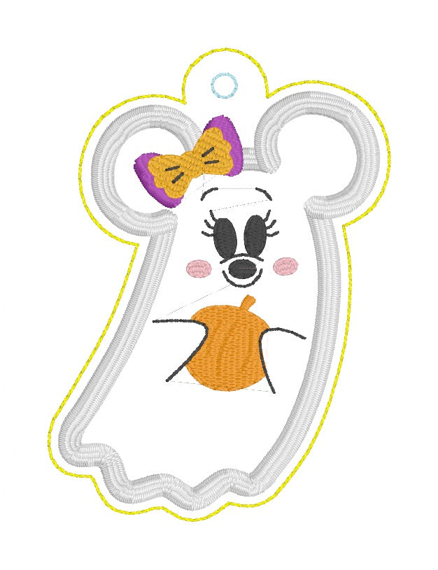 ITH 4x4 Mrs Mouse Ghost Appliqué Snaptab/Eyelet