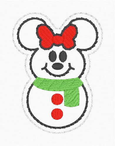 ITH 4x4 Ms Mouse Snowman Feltie