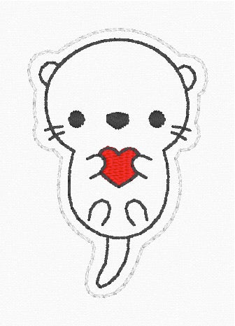 ITH 4x4 Otter Heart Feltie