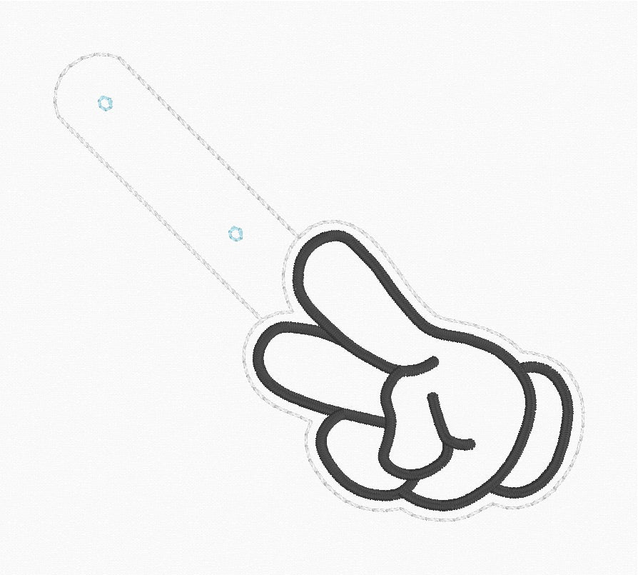 ITH 4x4 Peace Mouse Hand Snaptab/Eyelet