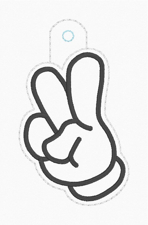 ITH 4x4 Peace Mouse Hand Snaptab/Eyelet