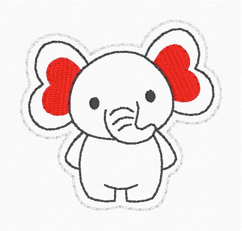 ITH 4x4 V Day Elephant Feltie