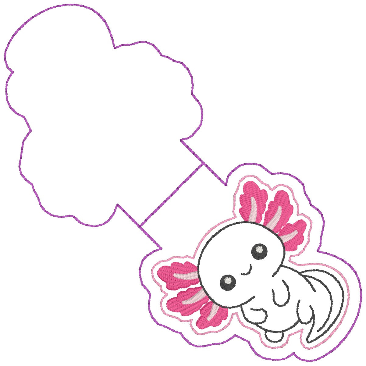 ITH 4x4 Axolotl Appliqué Foldover Magnetic Bookmark