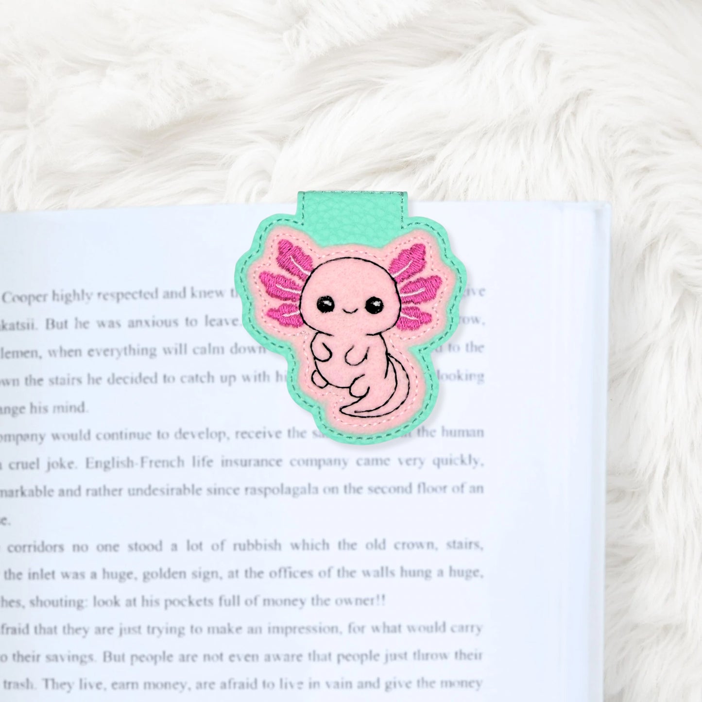 ITH 4x4 Axolotl Appliqué Foldover Magnetic Bookmark