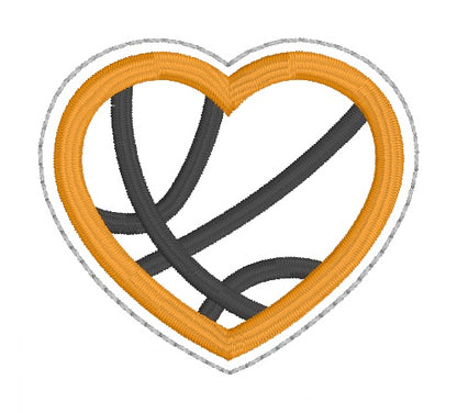 4x4 Basketball Heart Feltie