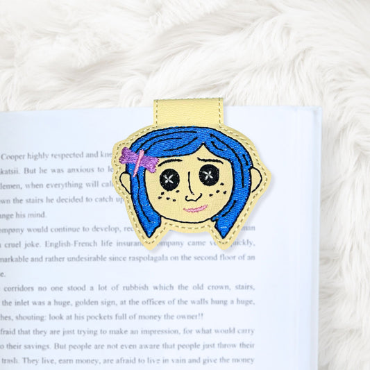 ITH 4x4 Blue Haired Girl Foldover Magnetic Bookmark