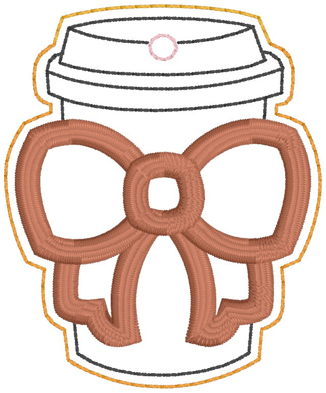 ITH 4x4 Bow Coffee Cup Appliqué Air Tag Holder
