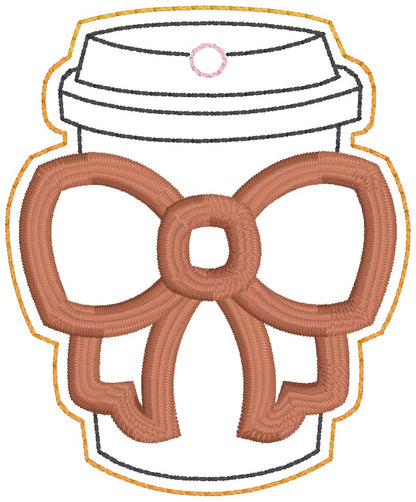 ITH 4x4 Bow Coffee Cup Appliqué Air Tag Holder