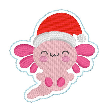ITH 4x4 Christmas Axolotl Feltie
