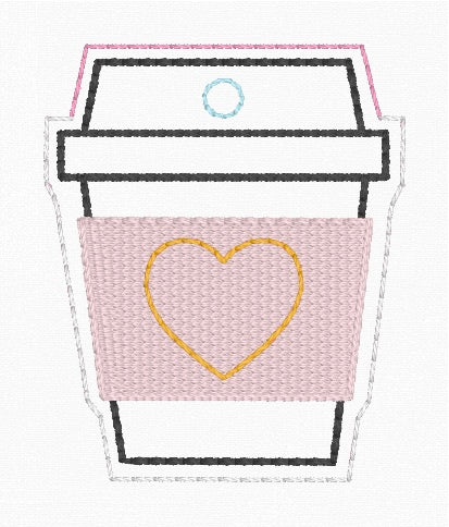 4x4 Coffee Cup Appliqué Air Tag Holder