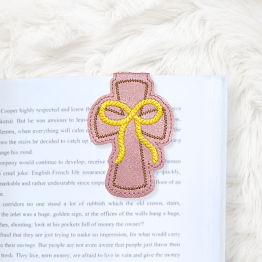 ITH 5x7 Cross with Bow Foldover Magnetic Bookmark