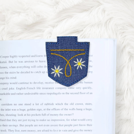 ITH 4x4 Denim Daisy Foldover Magnetic Bookmark