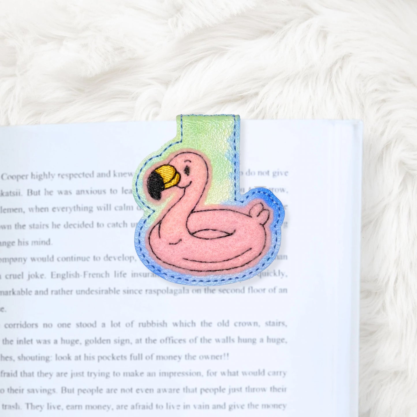 ITH 4x4 Flamingo Float Appliqué  Foldover Magnetic Bookmark