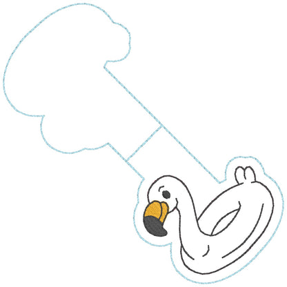 ITH 4x4 Flamingo Float Appliqué  Foldover Magnetic Bookmark