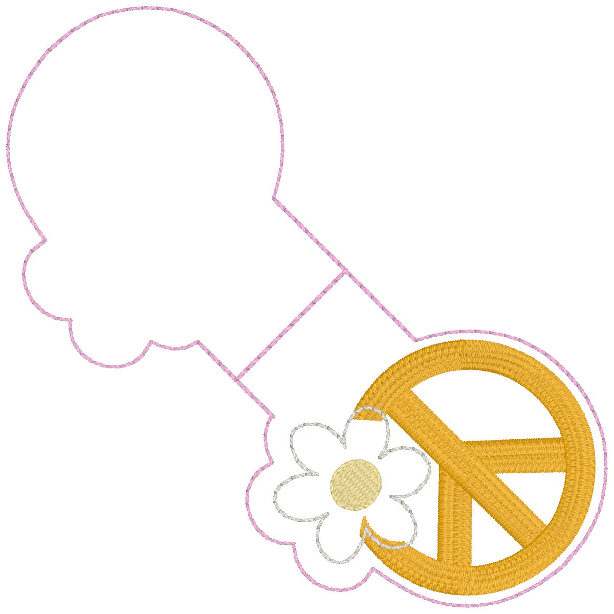 ITH 4x4 Floral Peace Appliqué Foldover Magnetic Bookmark