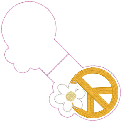 ITH 4x4 Floral Peace Appliqué Foldover Magnetic Bookmark