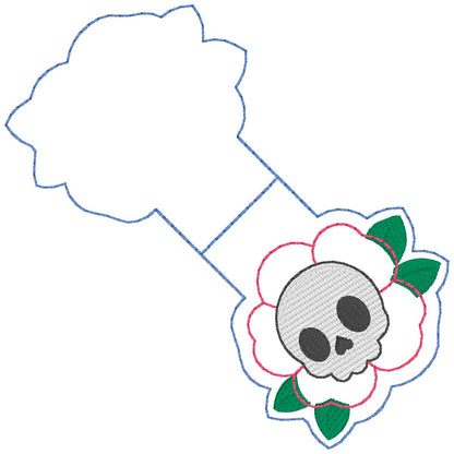 ITH 4x4 Floral Skull Appliqué Foldover Magnetic Bookmark