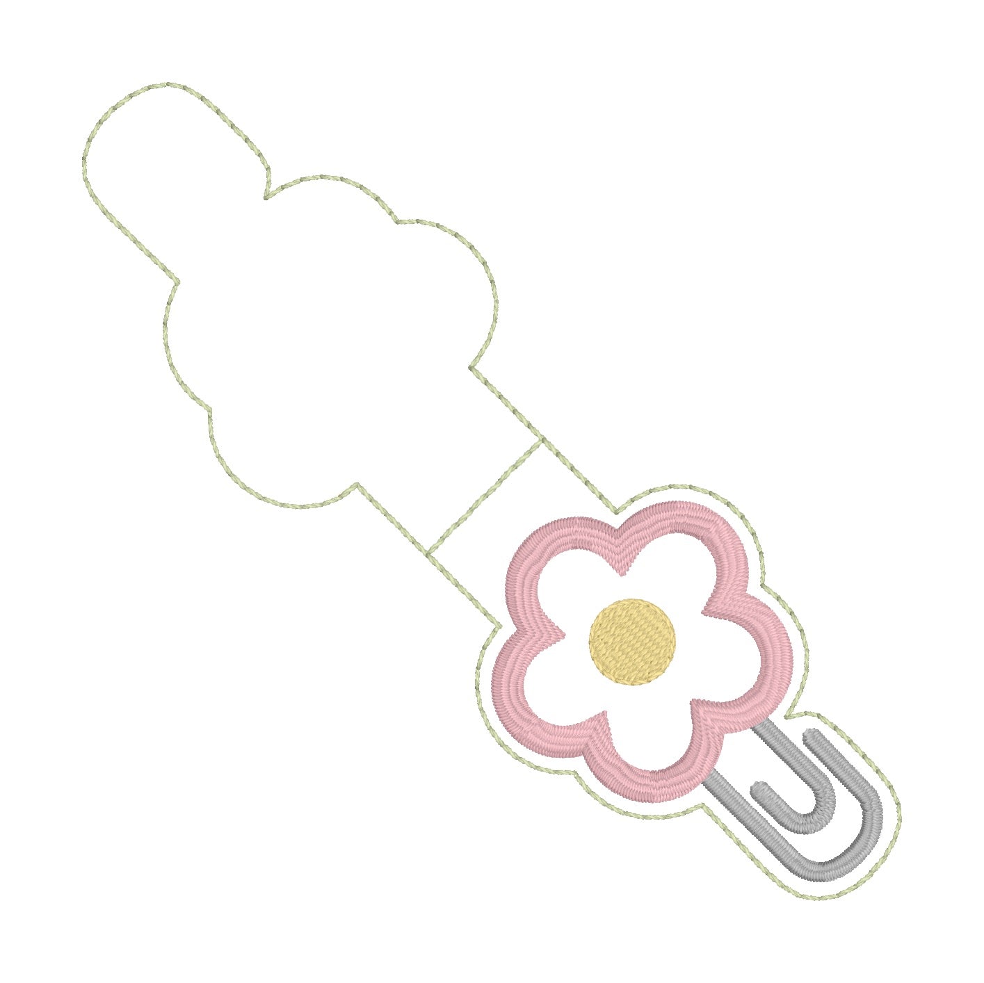 ITH 4x4 Flower Appliqué Paperclip Foldover Magnetic Bookmark