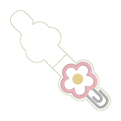 ITH 4x4 Flower Appliqué Paperclip Foldover Magnetic Bookmark