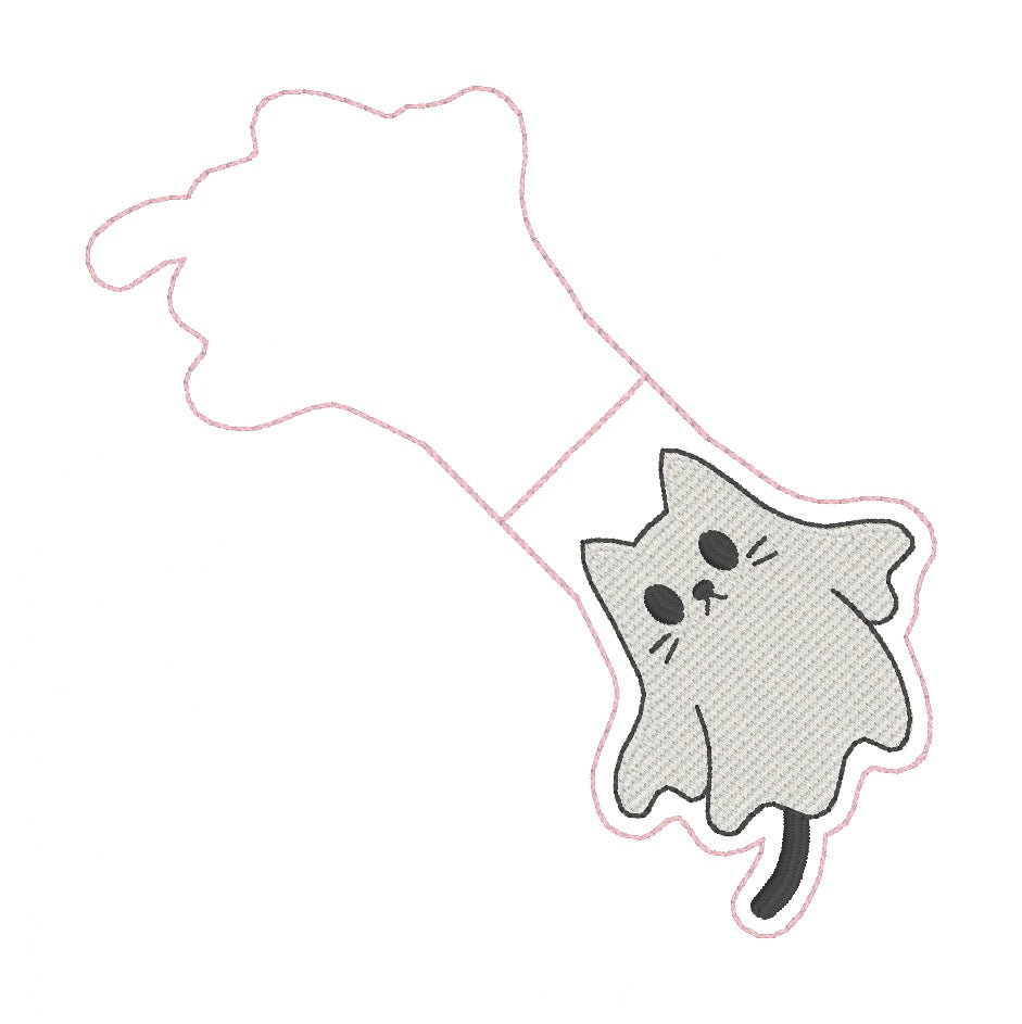 ITH 4x4 Ghost Kitty Foldover Magnetic Bookmark