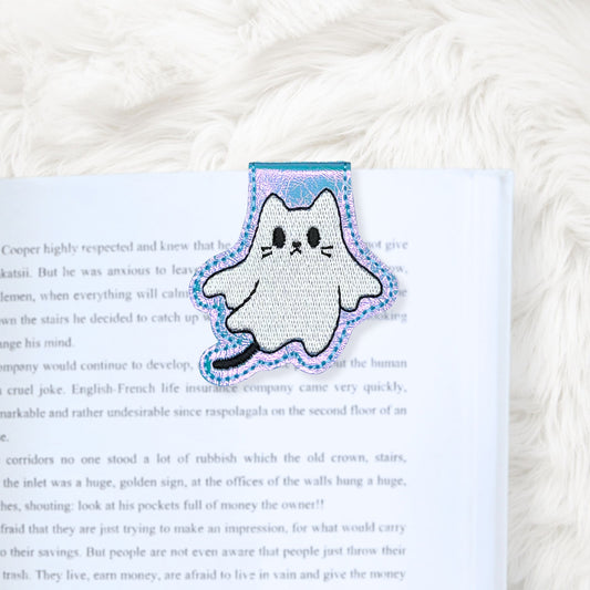 ITH 4x4 Ghost Kitty Foldover Magnetic Bookmark