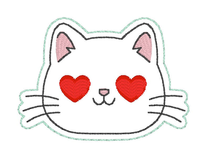ITH 4x4 Heart Eyes Kitten Feltie