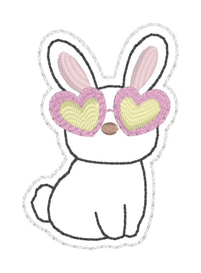 ITH 4x4 Heart Glasses Bunny Feltie
