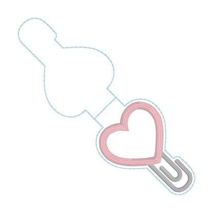 ITH 4x4 Heart Appliqué Paperclip Foldover Magnetic Bookmark