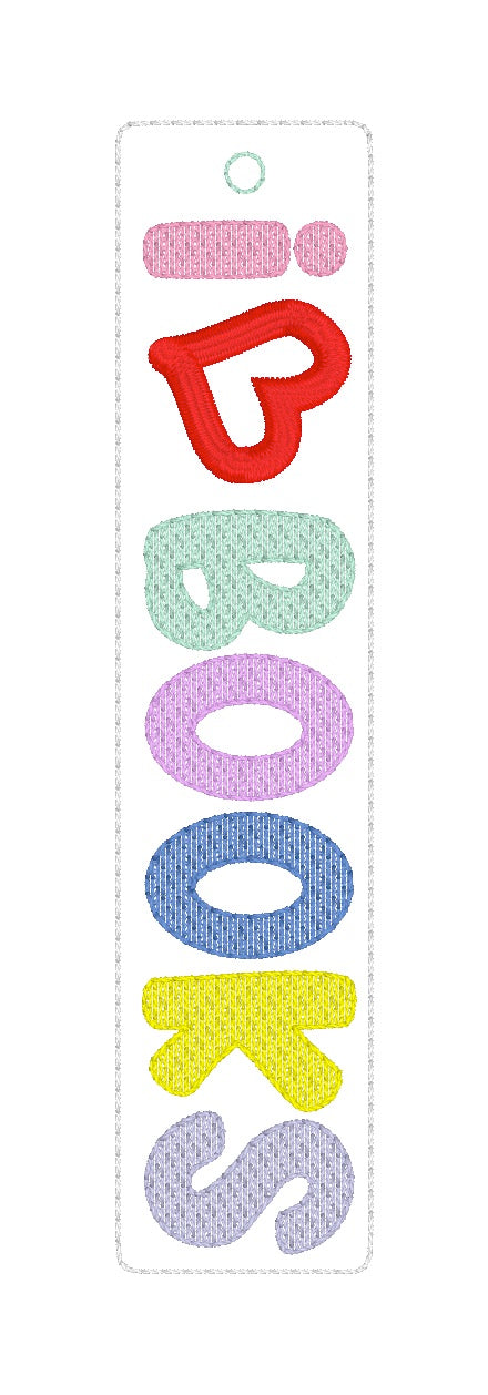 ITH 5x7 I Heart Books Appliqué Bookmark