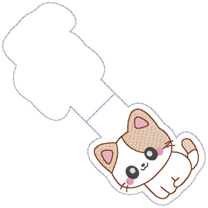 ITH 4x4 Kawaii Kitten Appliqué Foldover Magnetic Bookmark