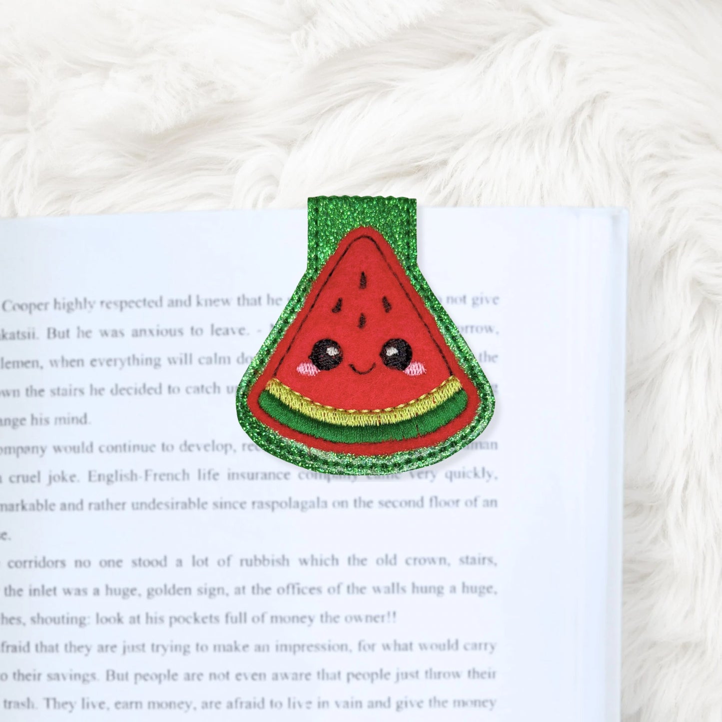 ITH 4x4 Kawaii Watermelon Appliqué Foldover Magnetic Bookmark