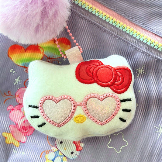 ITH 4x4 Kitty Heart Glasses Plushy Keychain