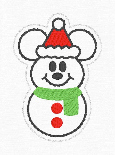 4x4 Mouse Snowman Feltie