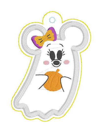 ITH 4x4 Mrs Mouse Ghost Appliqué Snaptab/Eyelet