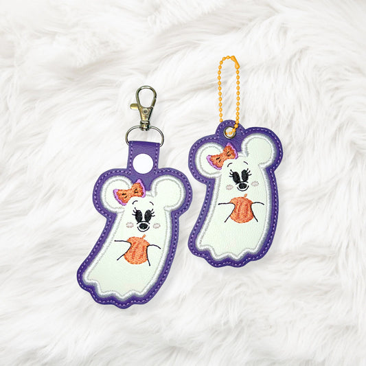 ITH 4x4 Mrs Mouse Ghost Appliqué Snaptab/Eyelet